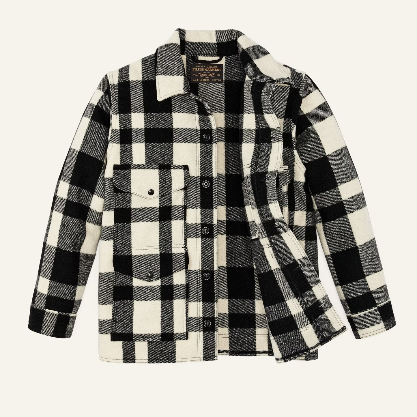 FILSON - MACKINAW WOOL CRUISER JACKET - NATURAL/BLACK HERITAGE PLAID