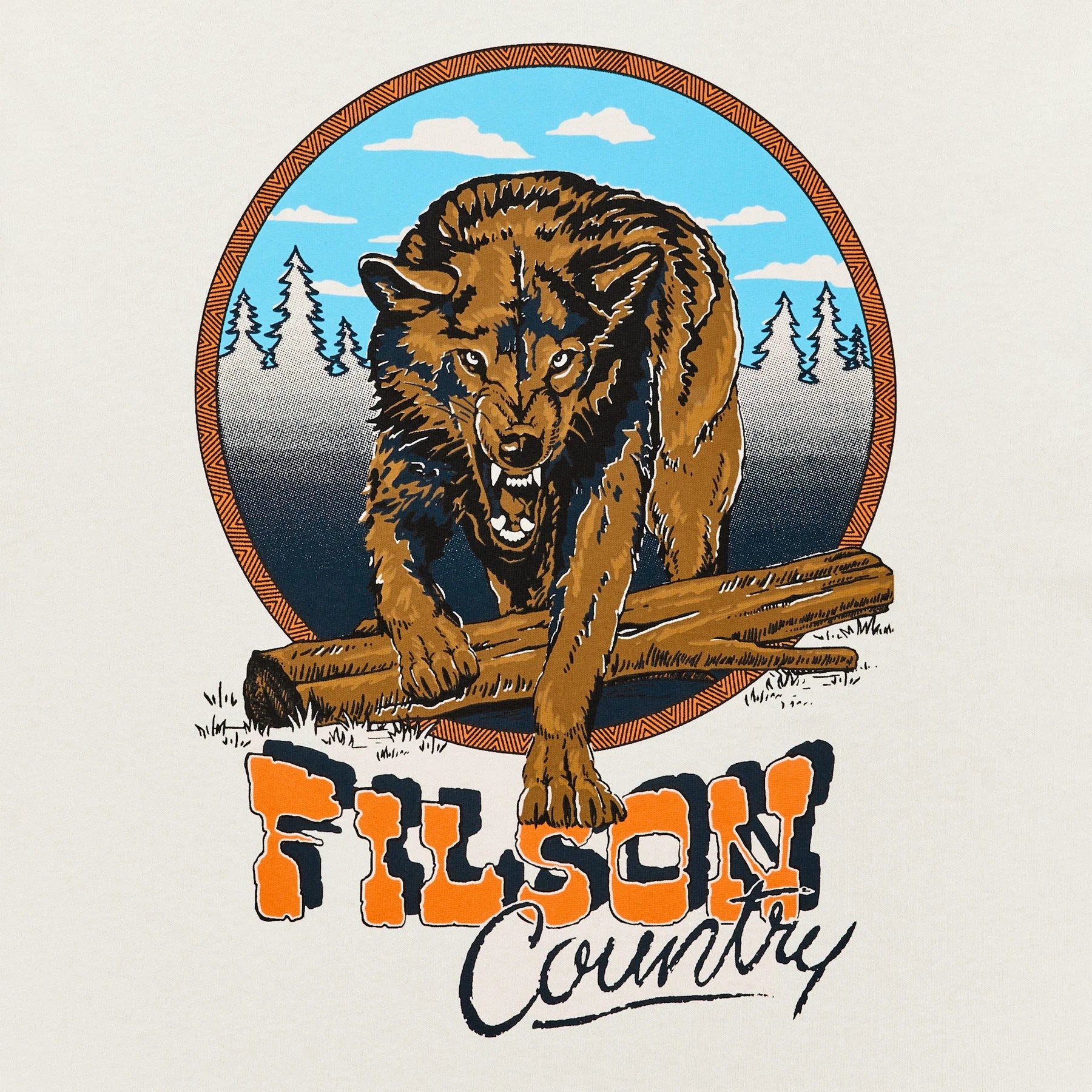 FILSON - LONG SLEEVE FRONTIER GRAPHIC TEE - BIRCH / WOLF COUNTRY