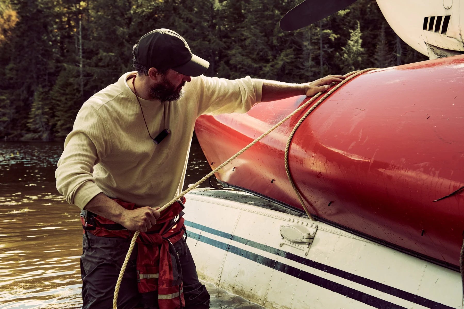 FILSON - WAFFLE KNIT THERMAL CREW - SAND