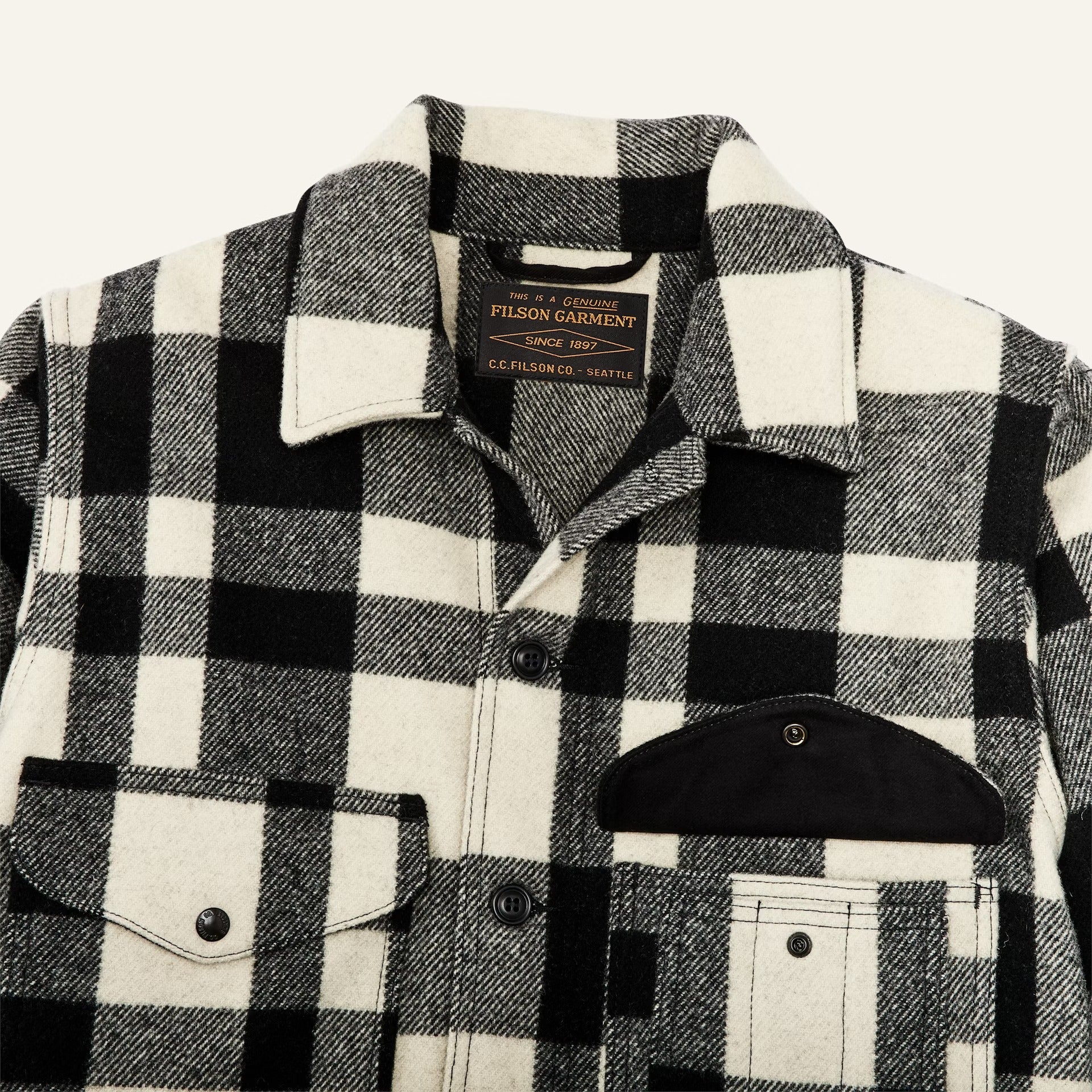 FILSON - MACKINAW WOOL CRUISER JACKET - NATURAL/BLACK HERITAGE PLAID