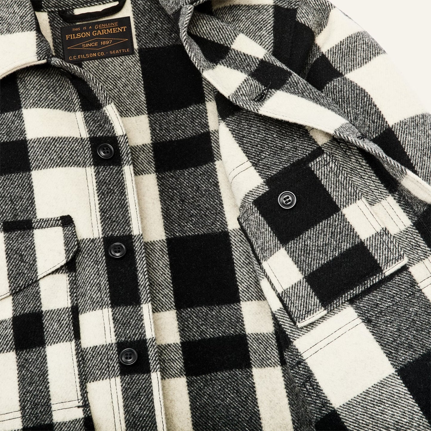 FILSON - MACKINAW WOOL CRUISER JACKET - NATURAL/BLACK HERITAGE PLAID