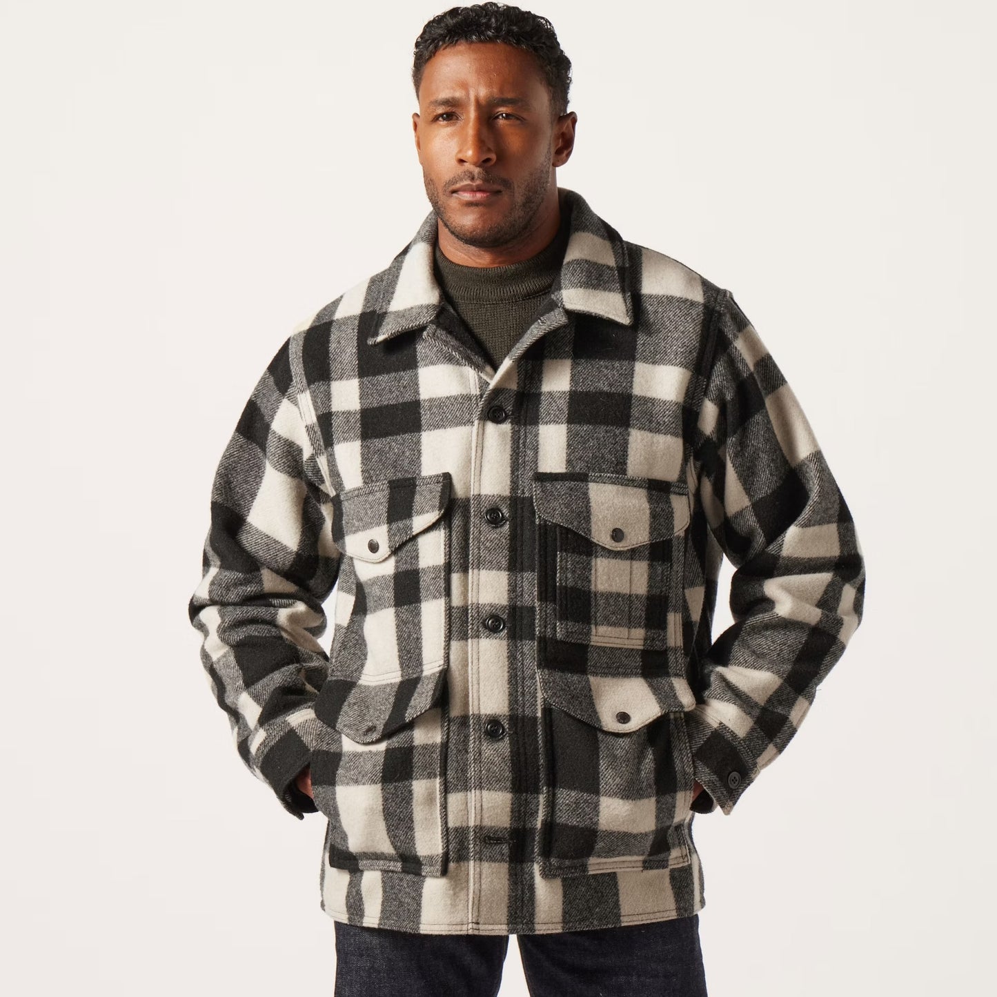 FILSON - MACKINAW WOOL CRUISER JACKET - NATURAL/BLACK HERITAGE PLAID