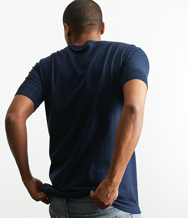 Merz b.Schwanen - 207 LOOPWHEELED HENLEY 7.2OZ CLASSIC FIT - INK BLUE