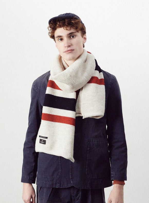 Nigel Cabourn - STRIPED SCARF IN NATURAL - AUTHENTIC LINE