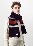 Nigel Cabourn - STRIPED SCARF IN BLACK NAVY - AUTHENTIC LINE