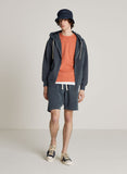 Nigel Cabourn - EMBROIDED ARROW ZIP HOOD IN NAVY - THE ARMY GYM COLLECTION